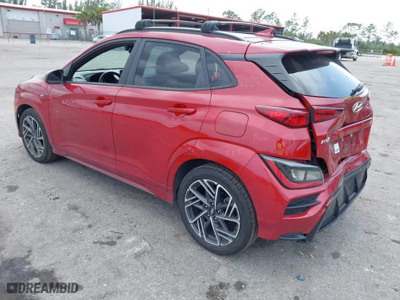 2022 Hyundai Kona N Line with VIN KM8K33A30NU794312, listed as a IAAI auction lot 41875100 with 21,880 mi miles. Bid and sale history available at carsss.com. Image 3.