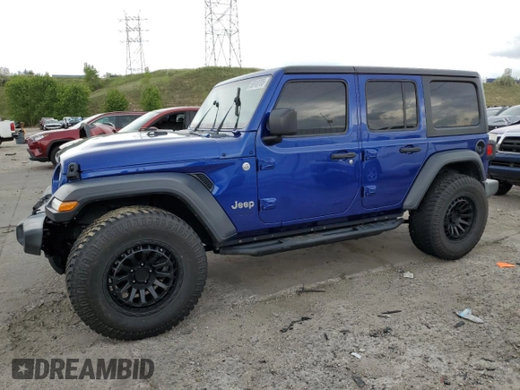 2019 Jeep Wrangler Unlimited Sport S with VIN 1C4HJXDG4KW599193, listed as a Copart auction lot 58918705 with 56,232 mi miles and Salvage title. Bid and sale history available at DreamBid. Image 1.