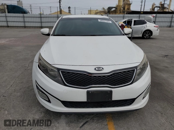 2015 Kia Optima LX with VIN KNAGM4A70F5633967, listed as a Copart auction lot 58937725 with Not provided miles and Salvage title. Bid and sale history available at DreamBid. Image 5.