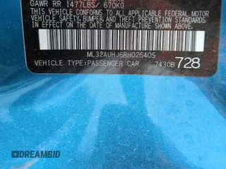 2024 Mitsubishi Mirage ES z VIN ML32AUHJ6RH026405, wystawiony jako Copart lot #59637455 z przebiegiem 8 720 mil mil oraz Szkoda całkowita • Salvage title. Historia ofert i sprzedaży dostępna na DreamBid. Obrazek 12.