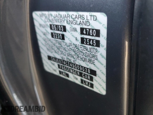 2004 Jaguar XJ with VIN SAJEA74C24SG09038, listed as a Copart auction lot 77015544 with Not Provided miles and Salvage Title. Bid and sale history available at DreamBid. Image 13.