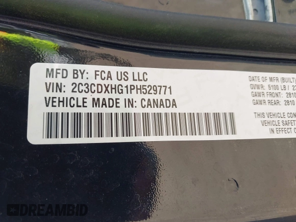 2023 Dodge Charger GT with VIN 2C3CDXHG1PH529771, listed as a IAAI auction lot 42159336 with 55,162 mi miles and . Bid and sale history available at DreamBid. Image 9.