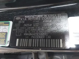 2014 Kia Optima EX z VIN KNAGN4AD5E5068312, wystawiony jako IAAI lot #42691871 z przebiegiem 147 596 mil mil oraz . Historia ofert i sprzedaży dostępna na DreamBid. Obrazek 9.