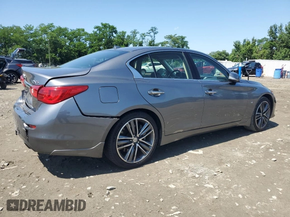2015 Infiniti Q50 Premium with VIN JN1BV7AR6FM415389, listed as a Copart auction lot 61653845 with 124,141 mi miles and Salvage title. Bid and sale history available at DreamBid. Image 3.
