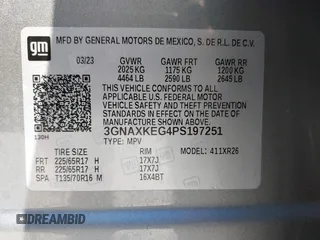2023 Chevrolet Equinox LT with VIN 3GNAXKEG4PS197251, listed as a IAAI auction lot 41792826 with 37,079 mi miles and . Bid and sale history available at carsss.com. Image 9.