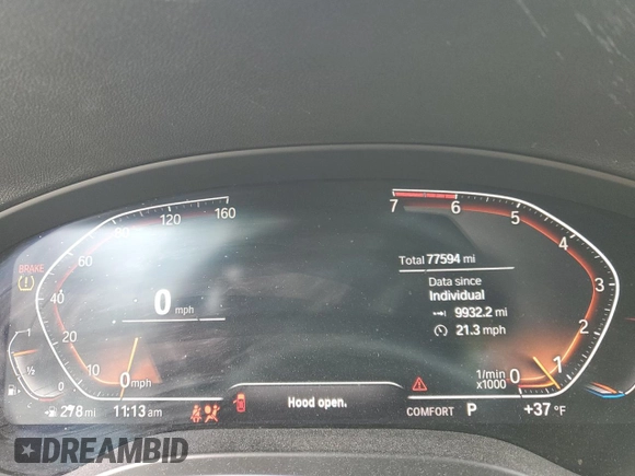 2020 BMW X3 sDrive30i with VIN 5UXTY3C03LLU72584, listed as a Copart auction lot 44106795 with 77,594 mi miles and Salvage Title. Bid and sale history available at carsss.com. Image 9.