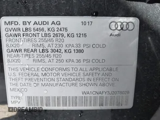 2018 Audi Q5 Prestige with VIN WA1CNAFY3J2078029, listed as a IAAI auction lot 41822564 with 80,690 mi miles. Bid and sale history available at carsss.com. Image 9.