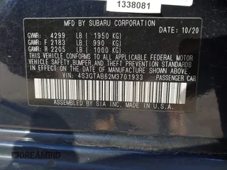 2021 Subaru Impreza с VIN 4S3GTAB62M3701933, выставлен на аукционе IAAI как лот 41358090 с пробегом 46 573 миль миль и . История ставок и продаж доступна на DreamBid. Изображение 9.