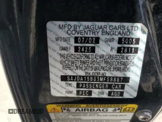 2003 Jaguar XJ with VIN SAJDA15B83MF58887, listed as a Copart auction lot 51057895 with 189,770 mi miles and Clean title. Bid and sale history available at DreamBid. Image 12.