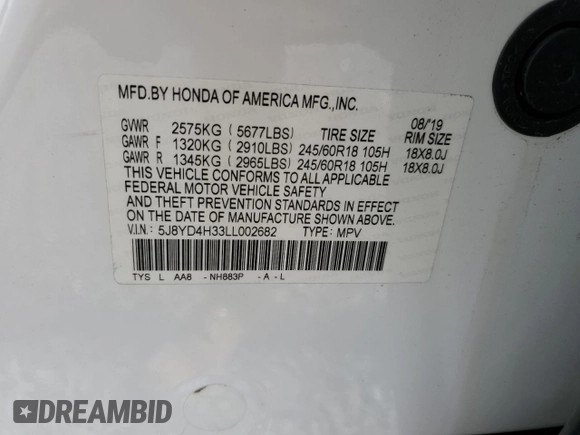 2020 Acura MDX with VIN 5J8YD4H33LL002682, listed as a Copart auction lot 47778055 with 0 mi miles and Salvage Title. Bid and sale history available at carsss.com. Image 13.