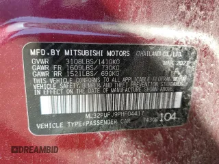 2023 Mitsubishi Mirage G4 ES with VIN ML32FUFJ9PHF04417, listed as a Copart auction lot 49507215 with 56,930 mi miles and Salvage Title. Bid and sale history available at carsss.com. Image 13.