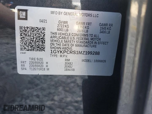 2021 Cadillac XT6 Premium Luxury with VIN 1GYKPCRS1MZ199288, listed as a Copart auction lot 54264995 with 51,432 mi miles and Salvage Title. Bid and sale history available at carsss.com. Image 13.