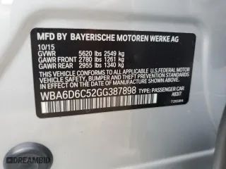 2016 BMW 6 Series 650i xDrive with VIN WBA6D6C52GG387898, listed as a Copart auction lot 77109254 with 106,134 mi miles and Salvage Title. Bid and sale history available at carsss.com. Image 12.