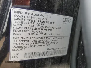 2019 Audi Q8 Premium с VIN WA1AVAF16KD021288, выставлен на аукционе Copart как лот 56593805 с пробегом 42 169 миль миль и Списание • Salvage title. История ставок и продаж доступна на DreamBid. Изображение 12.
