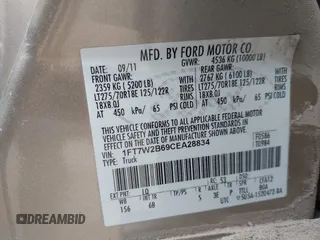 2012 Ford F-250 XL with VIN 1FT7W2B69CEA28834, listed as a IAAI auction lot 42277538 with 224,029 mi miles and . Bid and sale history available at DreamBid. Image 9.
