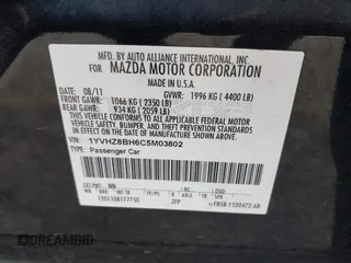 2012 Mazda 6 i Sport with VIN 1YVHZ8BH6C5M03802, listed as a IAAI auction lot 42041022 with 202,047 mi miles and . Bid and sale history available at carsss.com. Image 9.