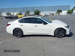 2021 Infiniti Q50 Red Sport 400 with VIN JN1FV7DR9MM880601, listed as a IAAI auction lot 42509477 with 28,202 mi miles and . Bid and sale history available at DreamBid. Image 14.