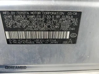 2008 Lexus LS 460 L with VIN JTHGL46F585029290, listed as a Copart auction lot 48485505 with Not provided miles and Salvage title. Bid and sale history available at DreamBid. Image 14.