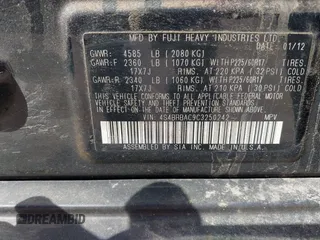2012 Subaru Outback 2.5i with VIN 4S4BRBAC9C3250242, listed as a IAAI auction lot 42581147 with 185,699 mi miles and . Bid and sale history available at DreamBid. Image 9.