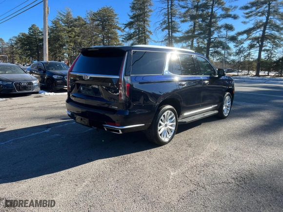 2021 Cadillac Escalade Luxury with VIN 1GYS3AKL4MR417758, listed as a Copart auction lot 43339335 with 129,856 mi miles and Clean Title. Bid and sale history available at carsss.com. Image 4.