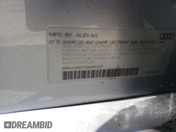 2016 Audi A8 Sport z VIN WAU43AFD7GN005425, wystawiony jako Copart lot #58781405 z przebiegiem 139 435 mil mil oraz Szkoda całkowita • Salvage title. Historia ofert i sprzedaży dostępna na DreamBid. Obrazek 12.