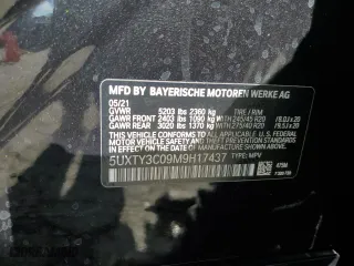 2021 BMW X3 sDrive30i with VIN 5UXTY3C09M9H17437, listed as a Copart auction lot 42126005 with 0 mi miles and Salvage Title. Bid and sale history available at carsss.com. Image 13.