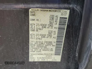 2017 Nissan Murano S z VIN 5N1AZ2MH9HN203792, wystawiony jako Copart lot #54943445 z przebiegiem 93 876 mil mil oraz Szkoda całkowita • Salvage title. Historia ofert i sprzedaży dostępna na DreamBid. Obrazek 12.