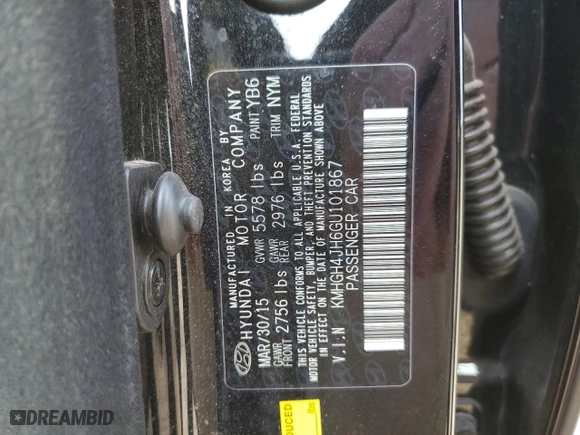 2016 Hyundai Equus Ultimate with VIN KMHGH4JH6GU101867, listed as a Copart auction lot 49151955 with NaN miles and Clean Title. Bid and sale history available at carsss.com. Image 12.