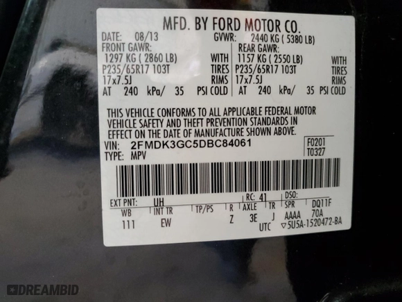 2013 Ford Edge SE with VIN 2FMDK3GC5DBC84061, listed as a Copart auction lot 77143624 with 183,519 mi miles and Non Repairable. Bid and sale history available at carsss.com. Image 13.