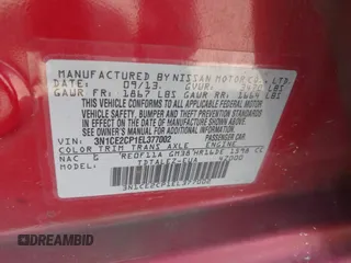 2014 Nissan Note S с VIN 3N1CE2CP1EL377002, выставлен на аукционе IAAI как лот 42052762 с пробегом 128 312 миль миль и . История ставок и продаж доступна на DreamBid. Изображение 9.