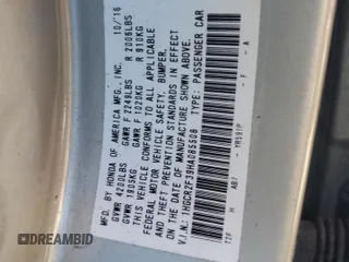 2017 Honda Accord Sedan LX with VIN 1HGCR2F39HA085508, listed as a Copart auction lot 88021855 with 126,059 mi miles and Salvage Title. Bid and sale history available at carsss.com. Image 12.
