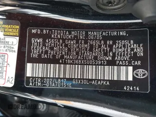 2005 Toyota Avalon XL with VIN 4T1BK36BX5U053913, listed as a IAAI auction lot 40229932 with Not Provided miles and . Bid and sale history available at DreamBid. Image 9.