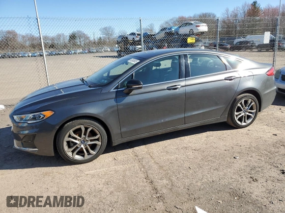 2019 Ford Fusion SEL with VIN 3FA6P0CD2KR260980, listed as a Copart auction lot 50993605 with 91,295 mi miles and Salvage Title. Bid and sale history available at carsss.com. Image 1.