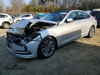 2017 Genesis G80 3.8L with VIN KMHGN4JE4HU191844, listed as a Copart auction lot 43649535 with 66,256 mi miles and Salvage title. Bid and sale history available at DreamBid. Image 1.
