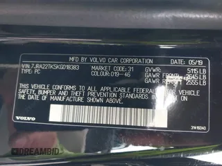 2019 Volvo S60 Momentum with VIN 7JRA22TK5KG018383, listed as a IAAI auction lot 42146289 with 111,227 mi miles. Bid and sale history available at carsss.com. Image 9.