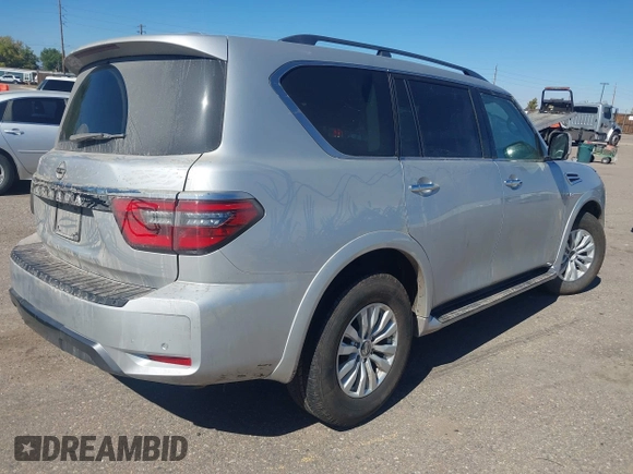 2021 Nissan Armada SV with VIN JN8AY2AD5M9662267, listed as a IAAI auction lot 40473229 with 77,356 mi miles. Bid and sale history available at carsss.com. Image 4.