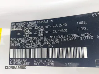 2019 Lexus RX 350L Premium with VIN JTJGZKCAXK2014142, listed as a IAAI auction lot 42374975 with 46,089 mi miles and . Bid and sale history available at DreamBid. Image 9.