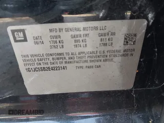 2014 Chevrolet Sonic LT z VIN 1G1JC5SB2E4223141, wystawiony jako IAAI lot #41872526 z przebiegiem 154 026 mil mil oraz . Historia ofert i sprzedaży dostępna na DreamBid. Obrazek 9.