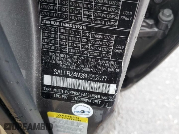 2008 Land Rover LR2 HSE with VIN SALFR24N38H062077, listed as a Copart auction lot 54523575 with Not provided miles and Salvage title. Bid and sale history available at DreamBid. Image 13.
