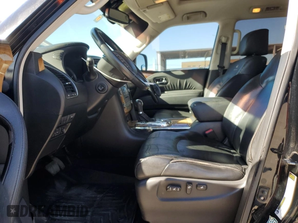 2012 Infiniti QX56 7-passenger with VIN JN8AZ2NF8C9515240, listed as a Copart auction lot 80625364 with 106,945 mi miles and Clean Title. Bid and sale history available at carsss.com. Image 7.