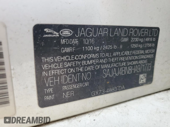 2017 Jaguar XE with VIN SAJAJ4BN8HA971773, listed as a Copart auction lot 49792115 with 169,351 mi miles and Clean Title. Bid and sale history available at DreamBid. Image 12.