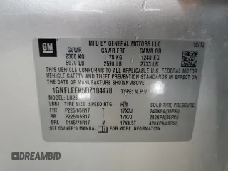 2013 Chevrolet Equinox LT with VIN 1GNFLEEK5DZ104470, listed as a Copart auction lot 51626685 with 175,432 mi miles and Clean Title. Bid and sale history available at carsss.com. Image 13.