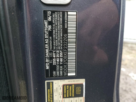 2014 Mercedes-Benz E-Class E 550 with VIN WDDKJ7DBXEF232206, listed as a Copart auction lot 49670055 with 88,640 mi miles and Clean Title. Bid and sale history available at carsss.com. Image 12.