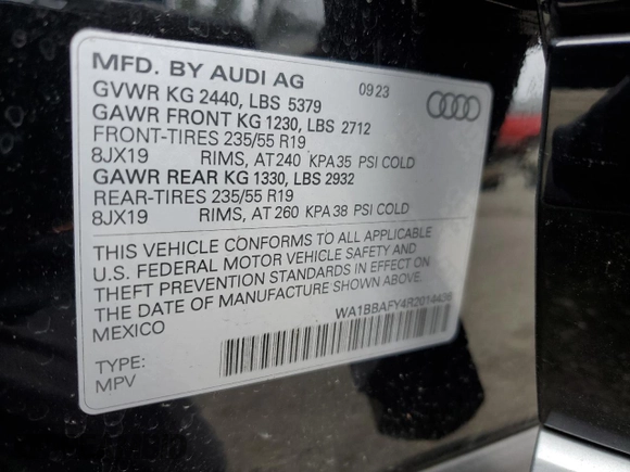 2024 Audi Q5 Premium Plus with VIN WA1BBAFY4R2014436, listed as a Copart auction lot 49390285 with 14,163 mi miles and Salvage title. Bid and sale history available at DreamBid. Image 14.