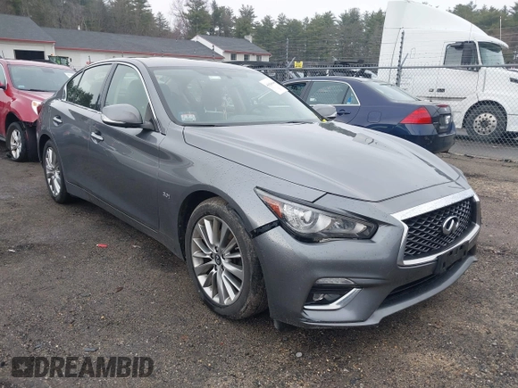 2018 Infiniti Q50 3.0t Luxe with VIN JN1EV7AR5JM434747, listed as a IAAI auction lot 41924244 with 114,634 mi miles. Bid and sale history available at carsss.com. Image 1.