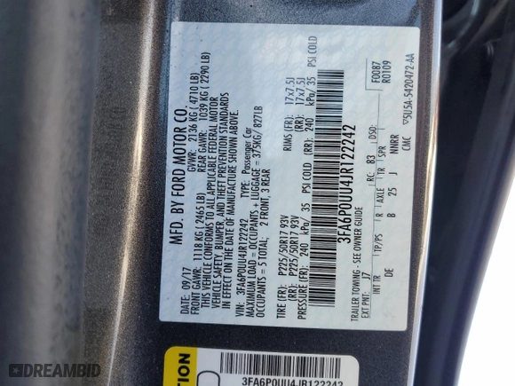 2018 Ford Fusion Hybrid S with VIN 3FA6P0UU4JR122242, listed as a Copart auction lot 87430834 with 97,152 mi miles and Salvage Title. Bid and sale history available at carsss.com. Image 13.