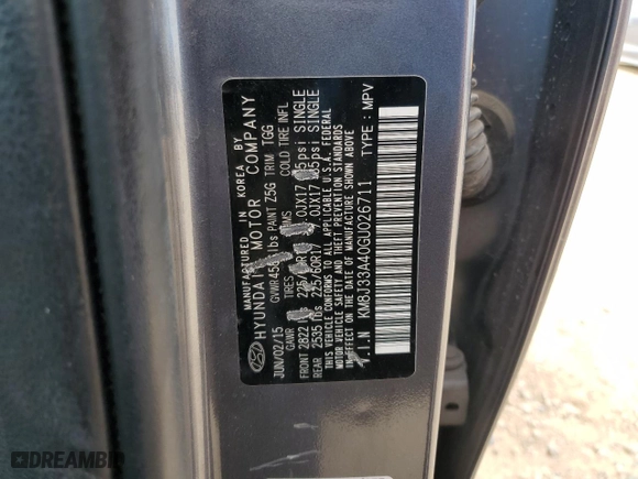 2016 Hyundai Tucson SE with VIN KM8J33A40GU026711, listed as a Copart auction lot 88578365 with 180,730 mi miles and Salvage Title. Bid and sale history available at carsss.com. Image 13.