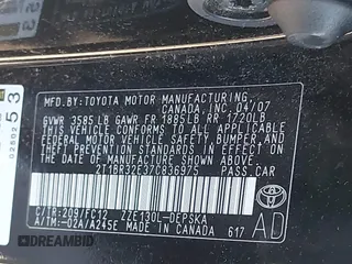 2007 Toyota Corolla CE with VIN 2T1BR32E37C836975, listed as a IAAI auction lot 42117992 with 87,687 mi miles and . Bid and sale history available at DreamBid. Image 9.