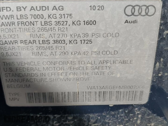 2021 Audi e-tron Sportback Prestige z VIN WA13ABGE6MB007966, wystawiony jako Copart lot #64278064 z przebiegiem 26 989 mil mil oraz Szkody całkowita. Historia ofert i sprzedaży dostępna na DreamBid. Obrazek 15.