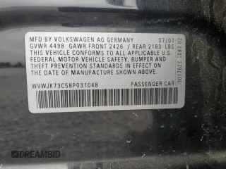 2008 Volkswagen Passat Turbo z VIN WVWJK73C58P031048, wystawiony jako Copart lot #72563814 z przebiegiem 175 435 mil mil oraz Szkoda całkowita • Salvage title. Historia ofert i sprzedaży dostępna na DreamBid. Obrazek 14.